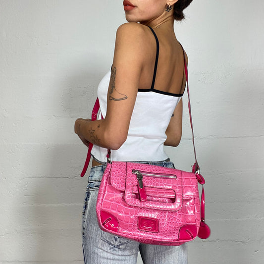 Vintage 2000's Elite Pink Small Faux Leather Crossbody Bag