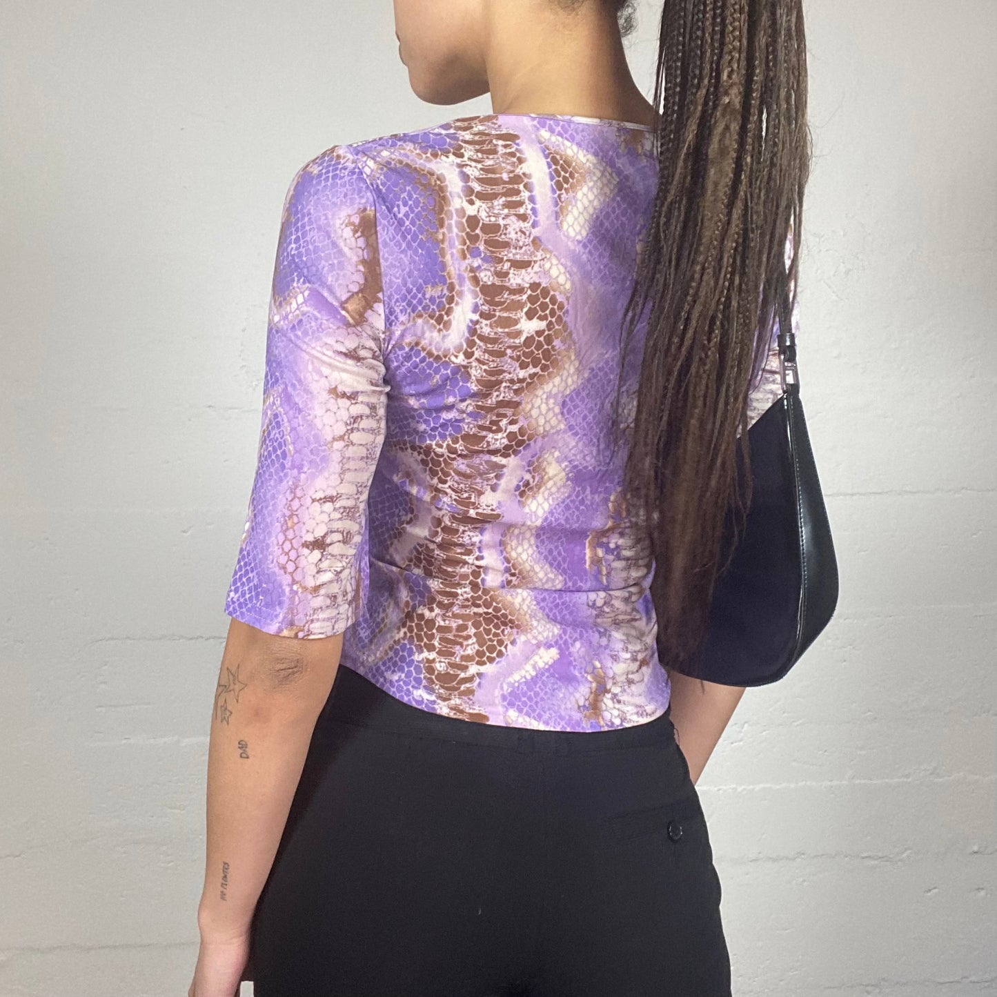 Vintage 90's Janice Lilac Longsleeve Top with Serpent Print (S)