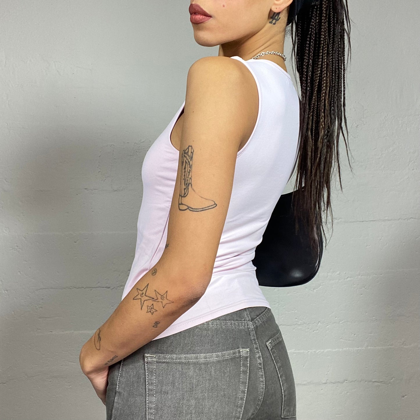 Vintage 2000's Downtown Girl White V-Neck Top (S)