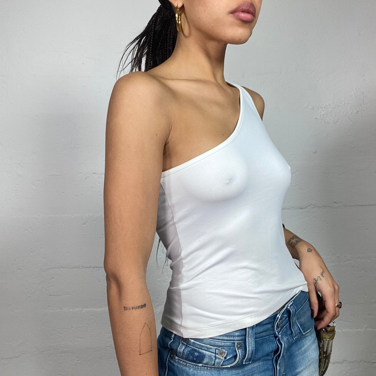 Vintage 2000's Archive White One Shoulder Top (S)