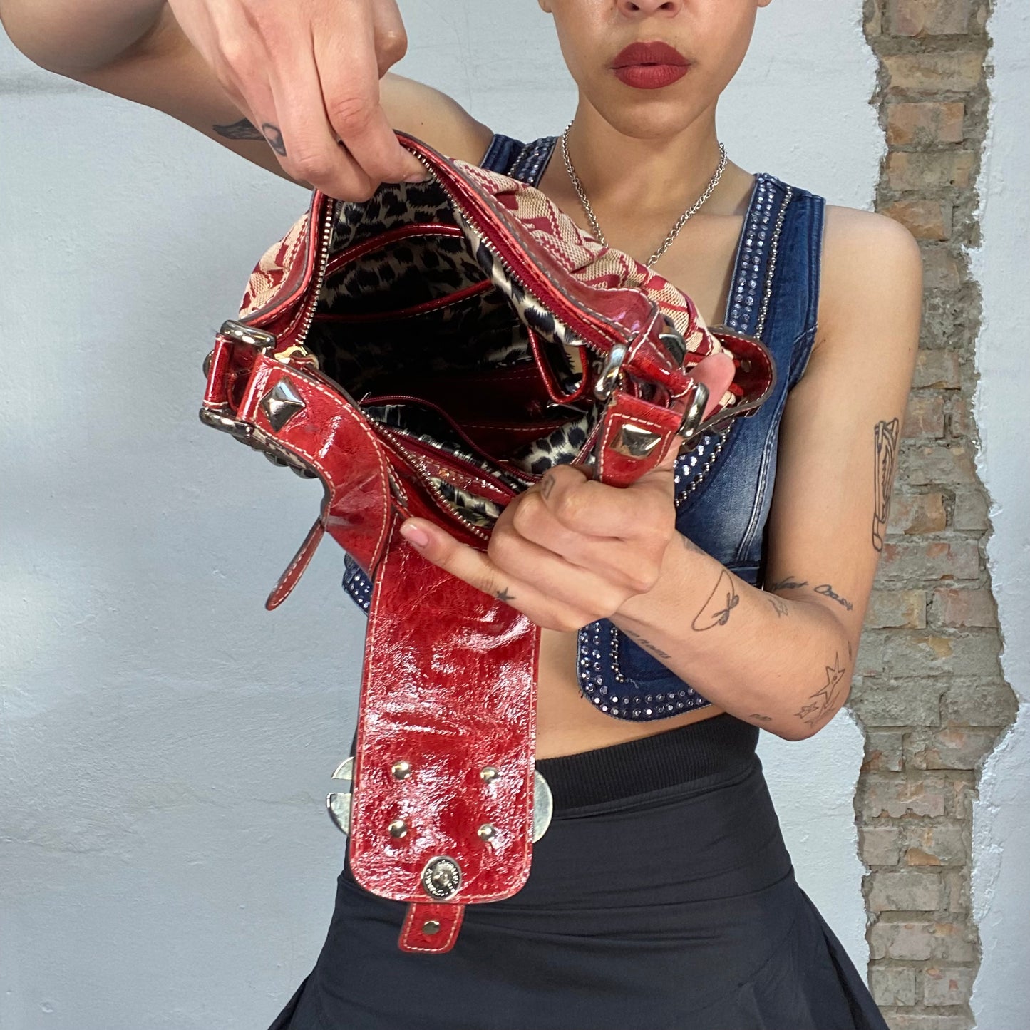 Vintage 2000's Guess Red Shoulder Bag with Silver Hardware