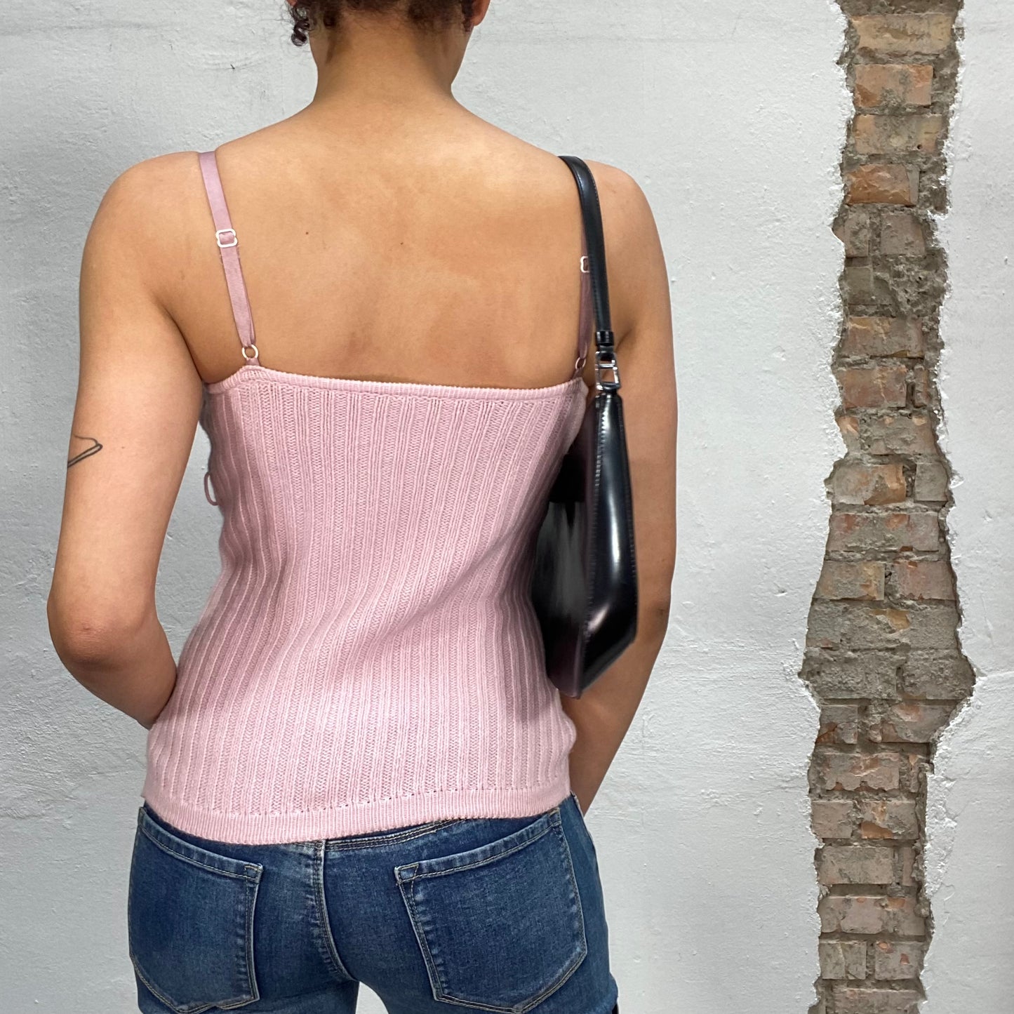 Vintage 2000's Ballet Light Pink Cable Knit Tube Top (S/M)