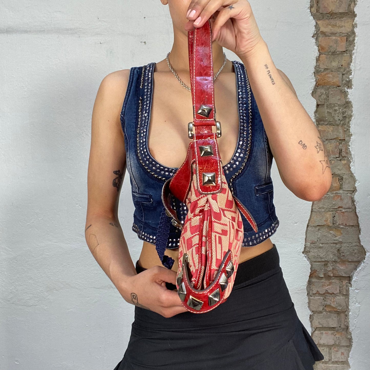 Vintage 2000's Guess Red Shoulder Bag with Silver Hardware