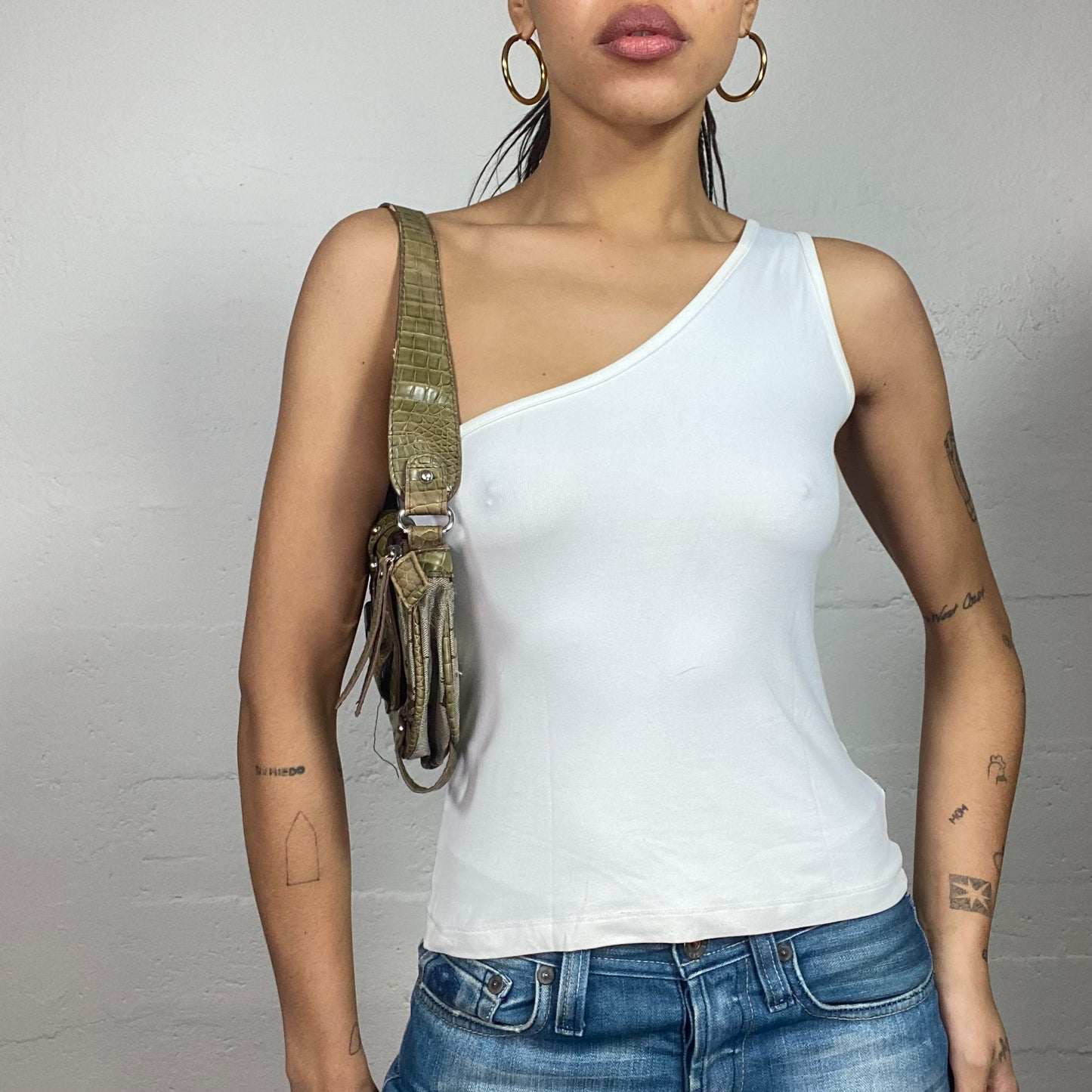 Vintage 2000's Archive White One Shoulder Top (S)