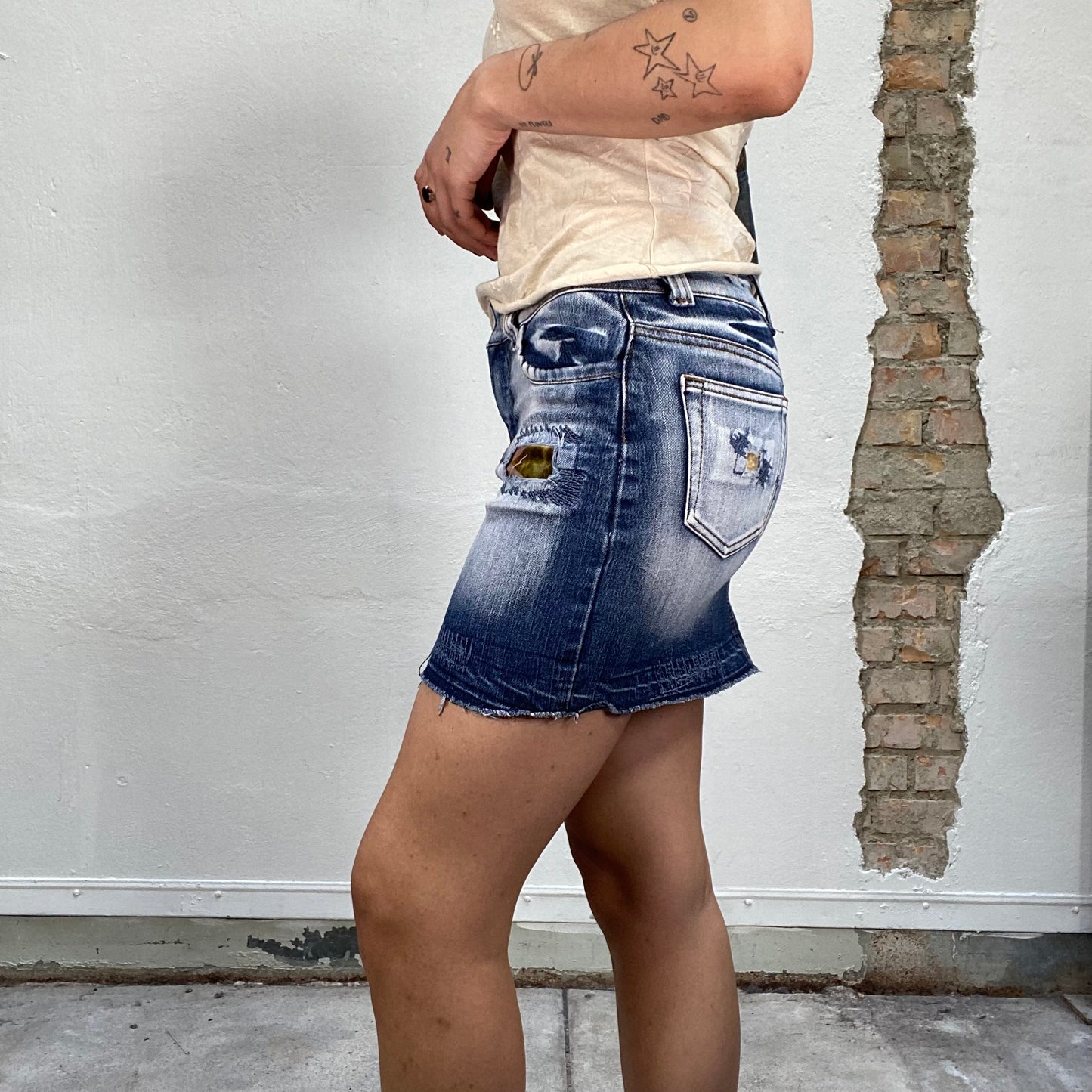 Vintage 2000's Wah Out Denim Mini Skirt (S)