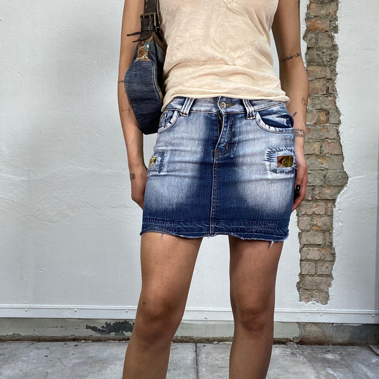 Vintage 2000's Wah Out Denim Mini Skirt (S)