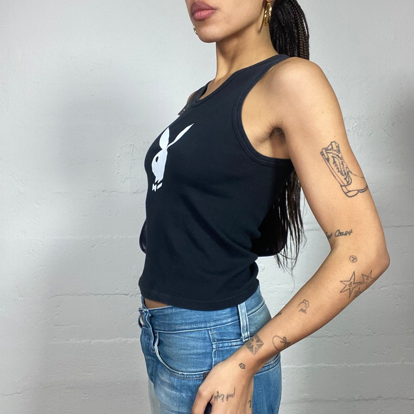 Vintage 2000's Playboy Archive Black Top with White Brand Print (S)