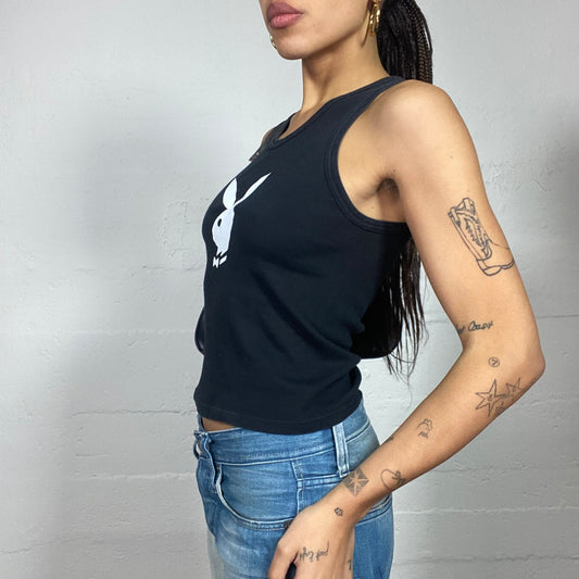 Vintage 2000's Playboy Archive Black Top with White Brand Print (S)