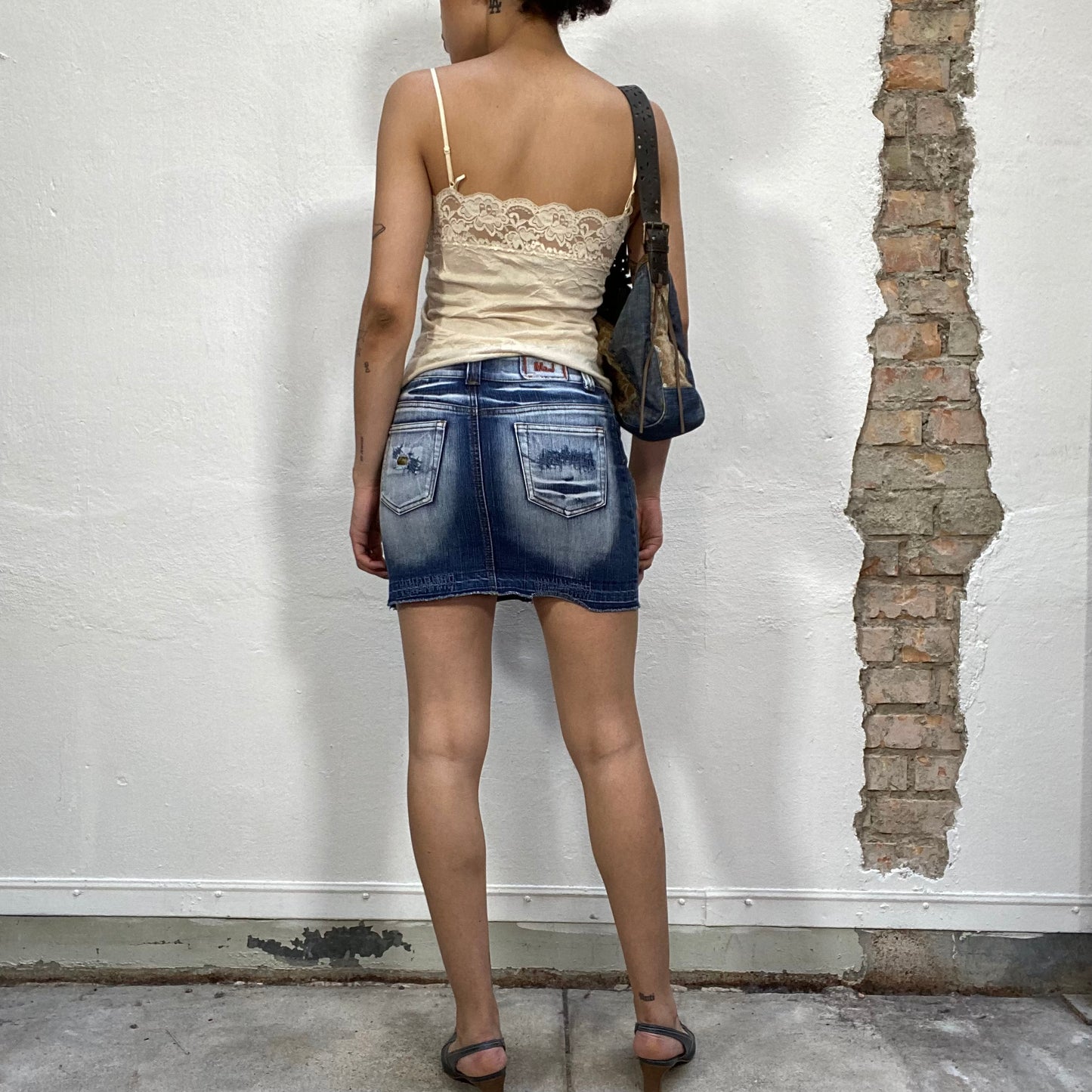 Vintage 2000's Wah Out Denim Mini Skirt (S)