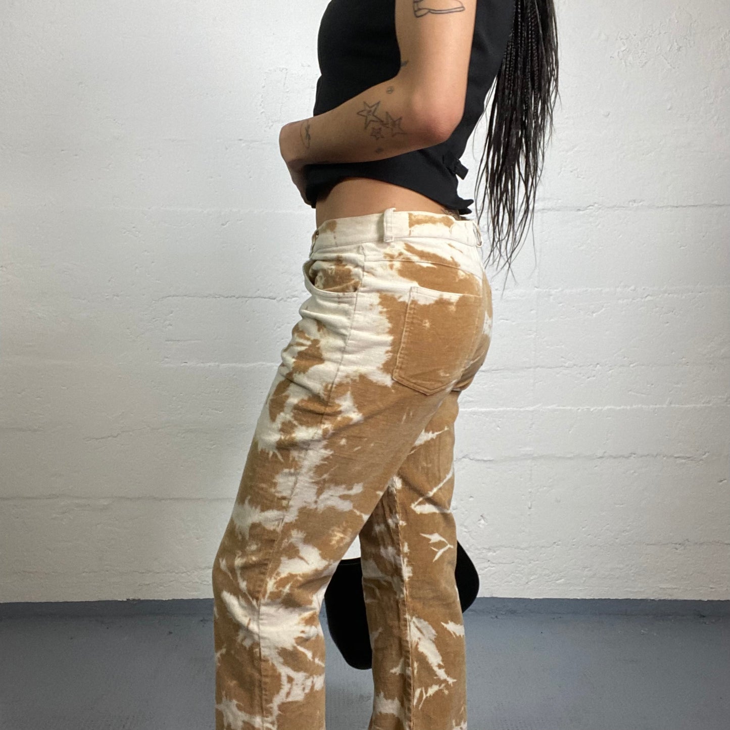 Vintage 90's The Nanny Beige and Cream High Waist Pants with Cow Marks Print (S)