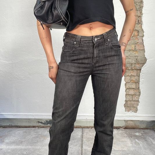 Vintage 90's Armani Dark Grey Straight Leg Jeans (S)