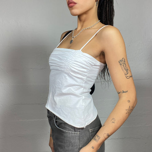 Vintage 90's Rave White Top with Asymmetric Cut (S/M) mol