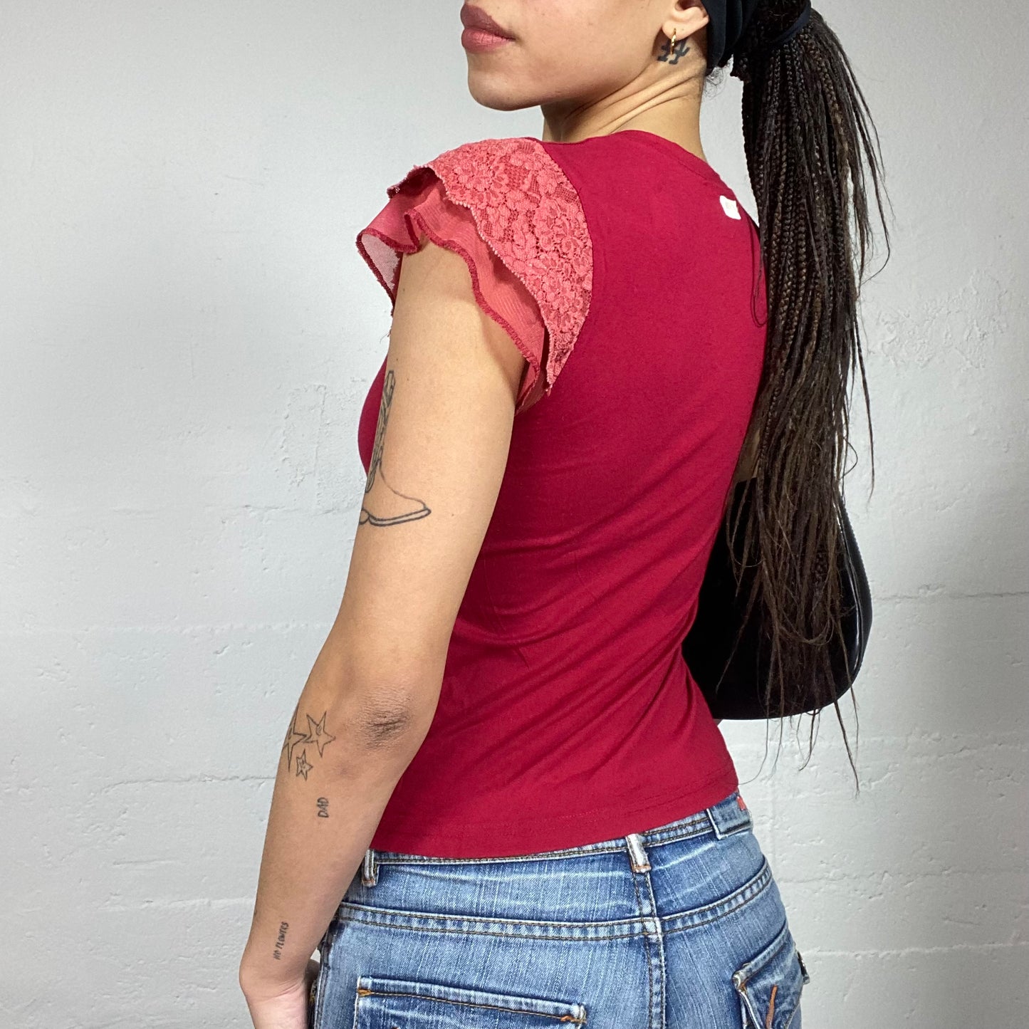 Vintage 2000's Indie Red Top with Cherubs Announcement Print (S)