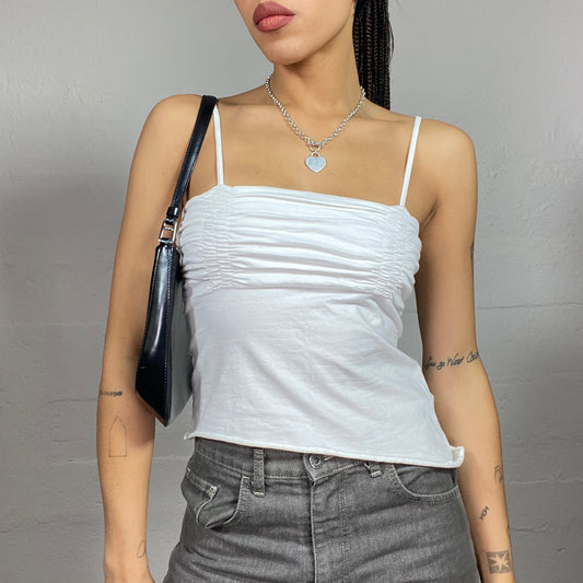 Vintage 90's Rave White Top with Asymmetric Cut (S/M) mol