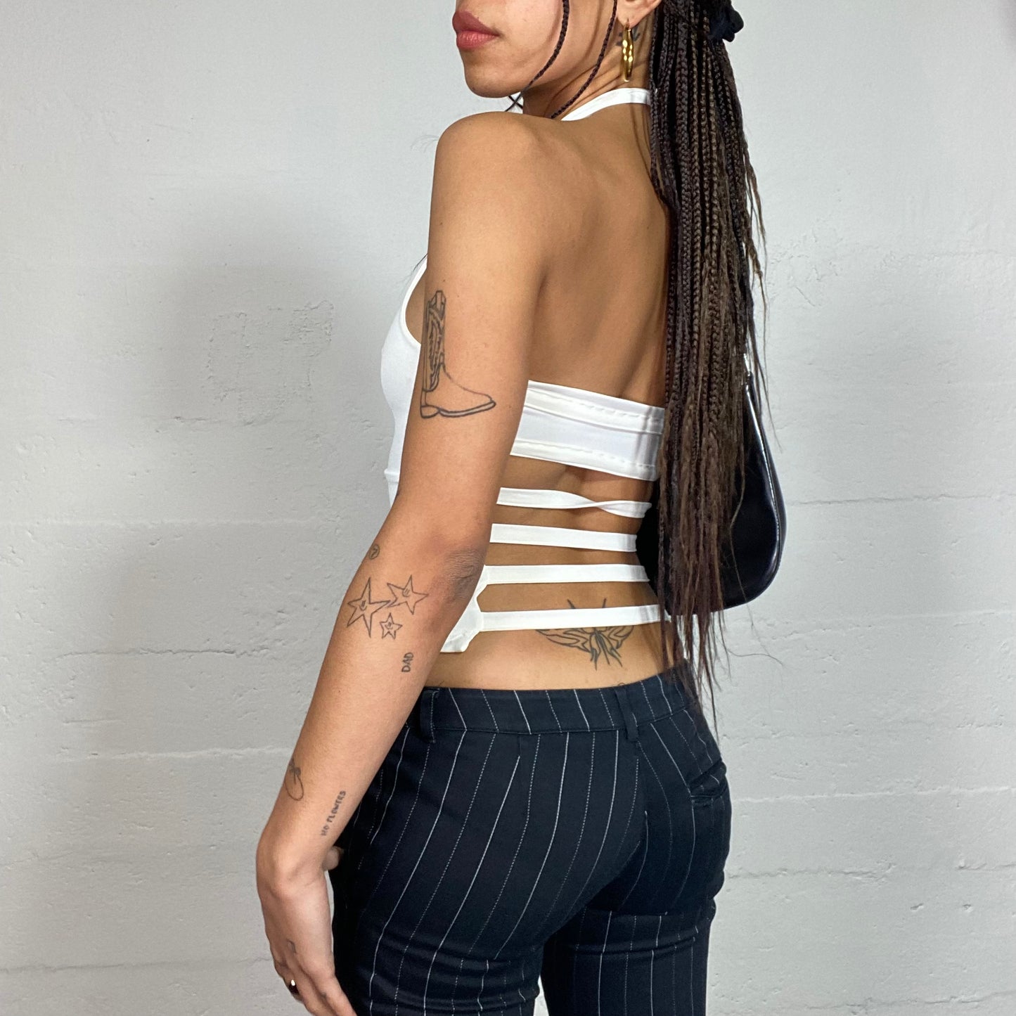 Vintage 2000's Clubwear White Open Back Top (S)