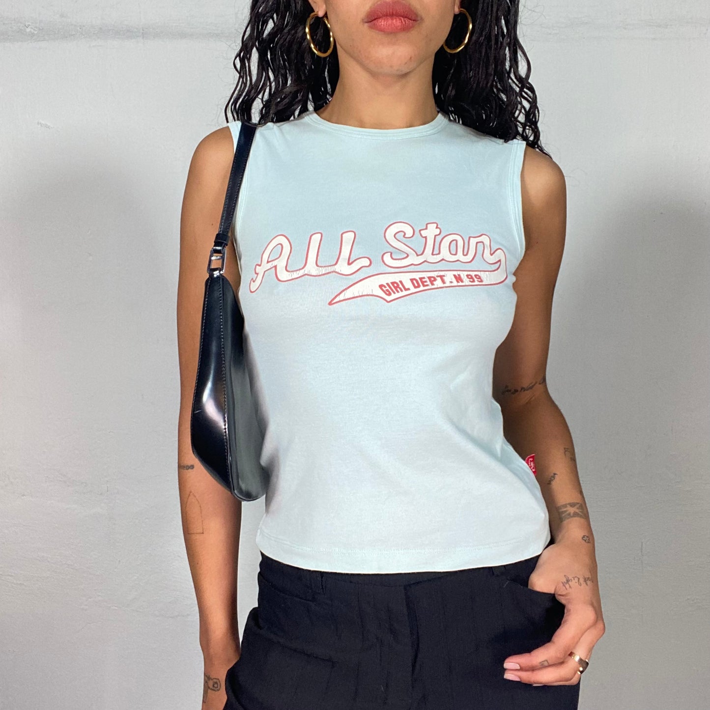 Vintage 2000's Converse Sporty Baby Blue Tank with All Star Print (S)