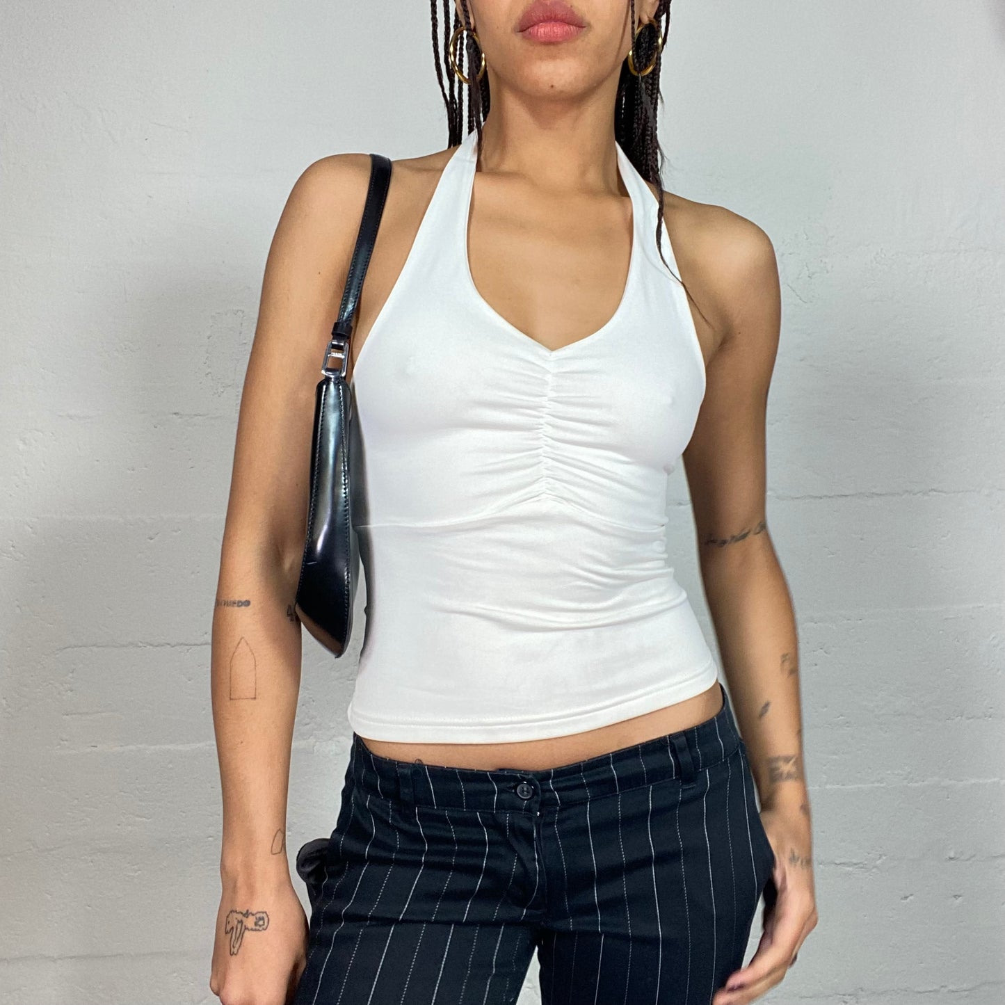 Vintage 2000's Clubwear White Open Back Top (S)