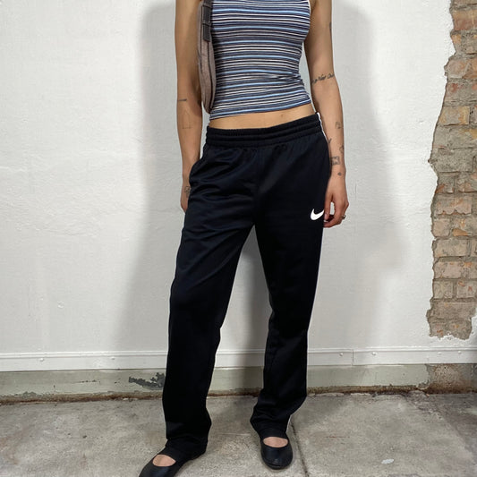 Vintage 90's Nike Black Track Pants with White Side Stripe (M)