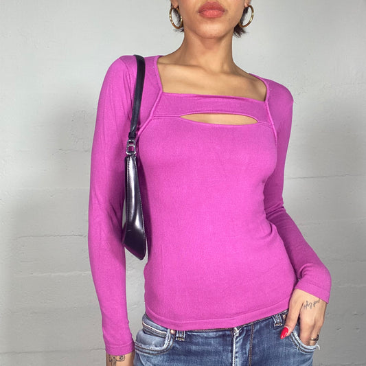 Vintage 2000's Totally Spies Fuchsia Longsleeve Top with Open Chest Detail (S)
