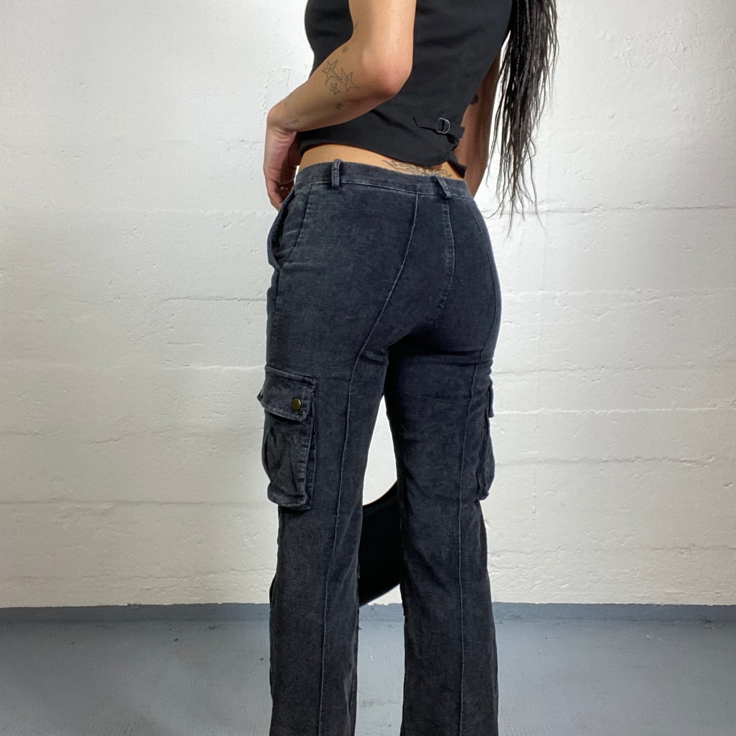 Vintage 90's Downtown Girl Dark Denim Pants with Pockets Detail (S)