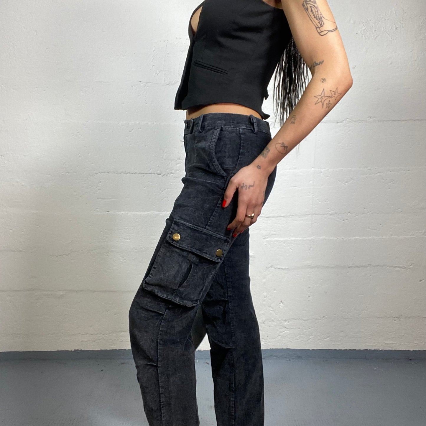 Vintage 90's Downtown Girl Dark Denim Pants with Pockets Detail (S)