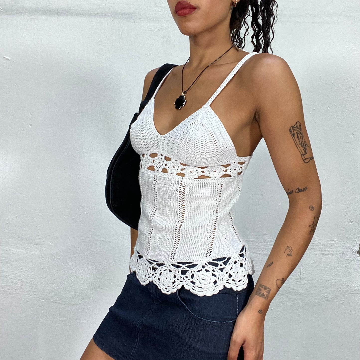 Vintage 2000's Summer White Crochet Top (S)