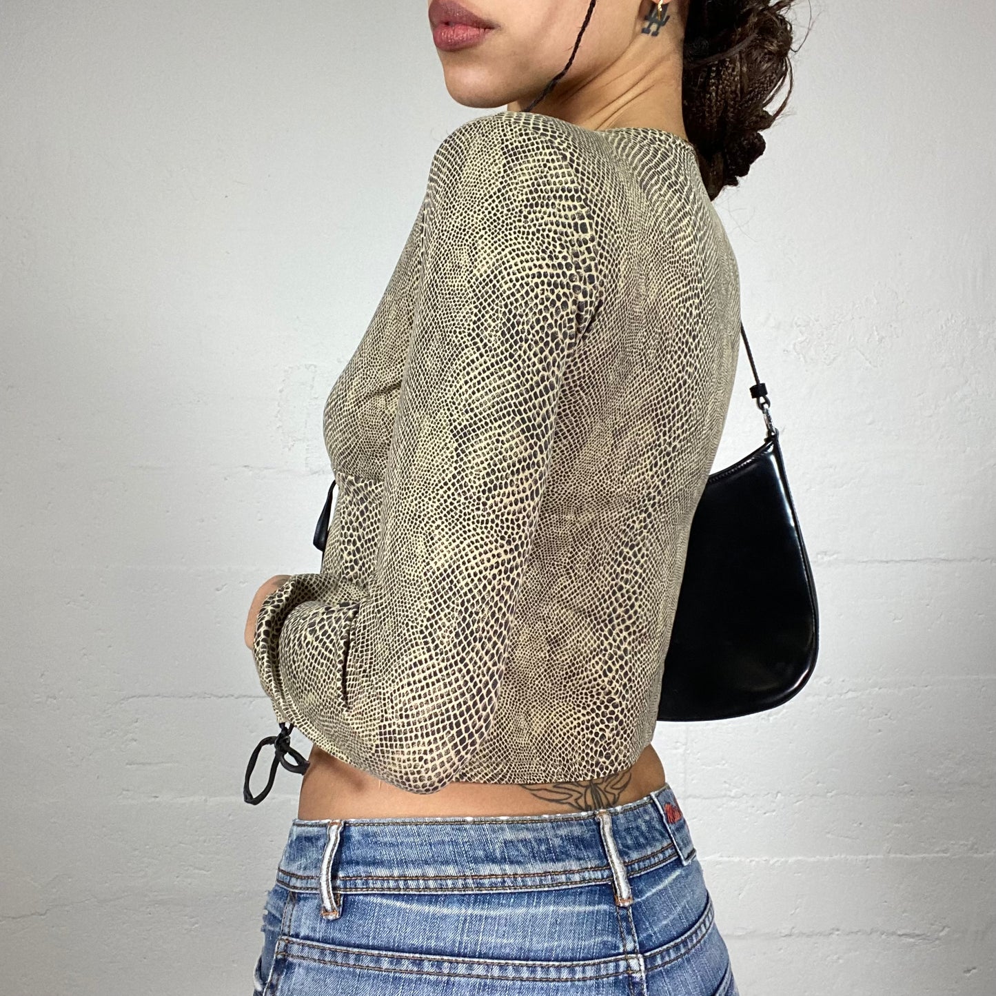 Vintage 90's Janice Brown Longsleeve Top with Serpent Print (S)