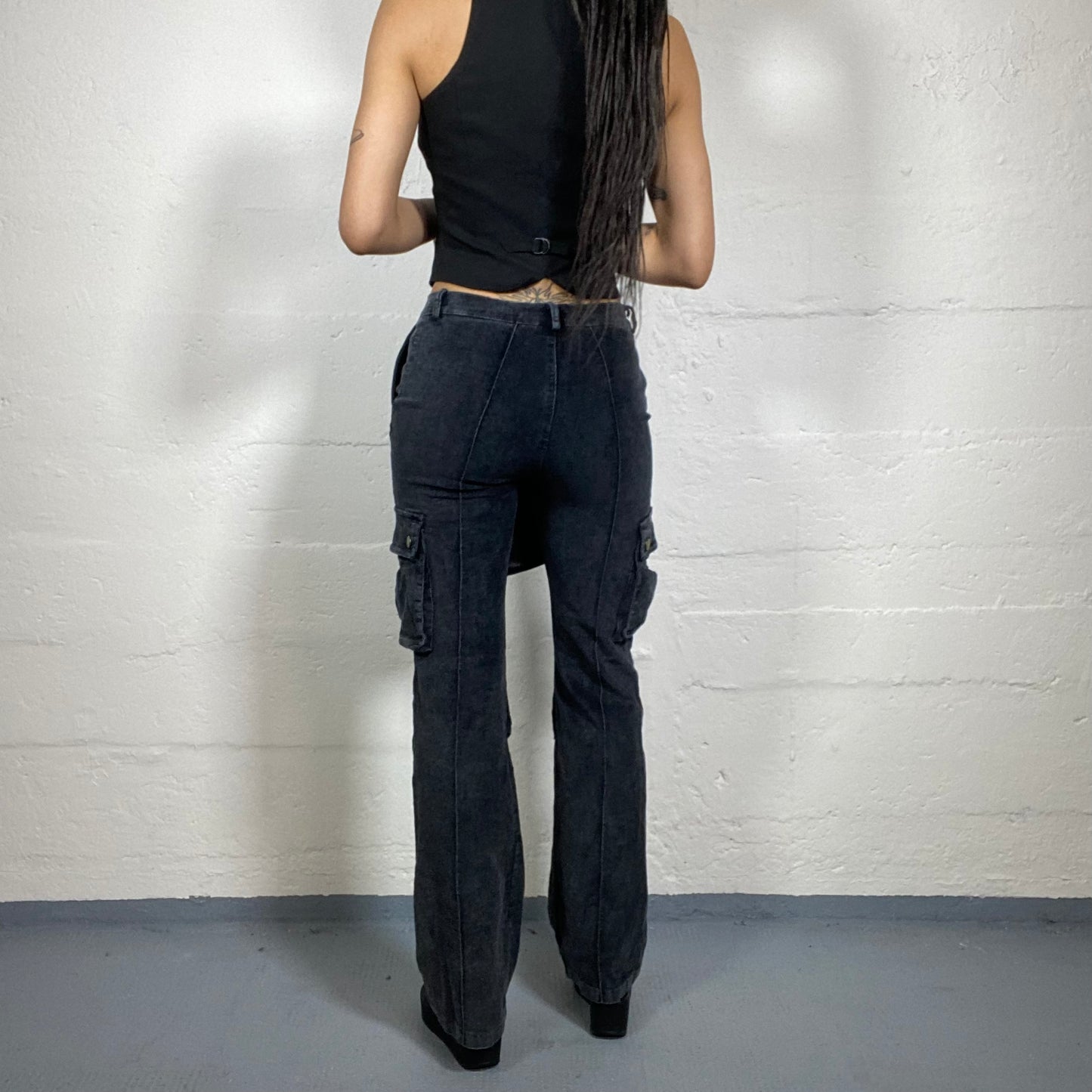 Vintage 90's Downtown Girl Dark Denim Pants with Pockets Detail (S)