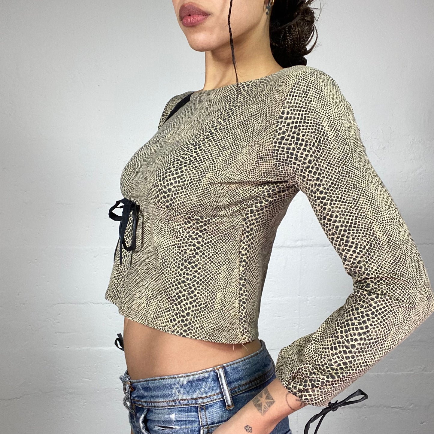 Vintage 90's Janice Brown Longsleeve Top with Serpent Print (S)