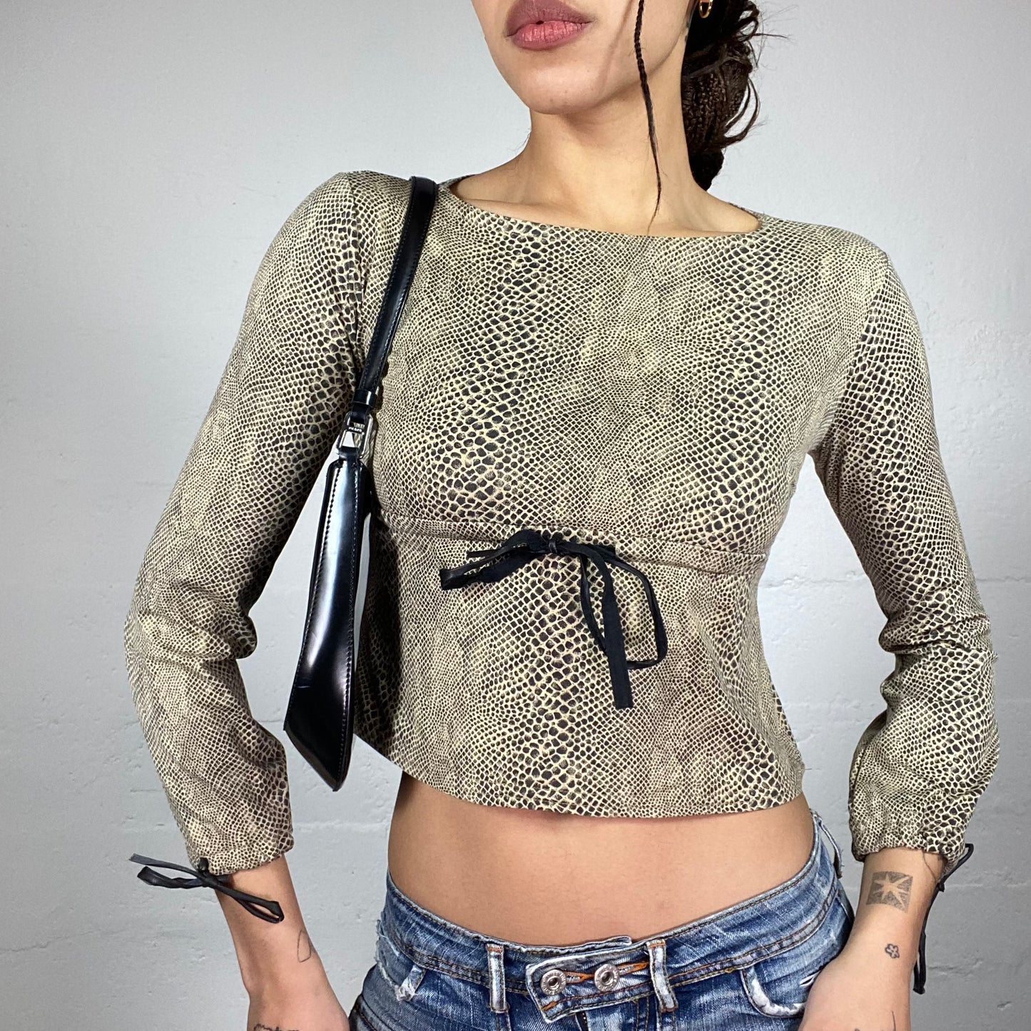 Vintage 90's Janice Brown Longsleeve Top with Serpent Print (S)