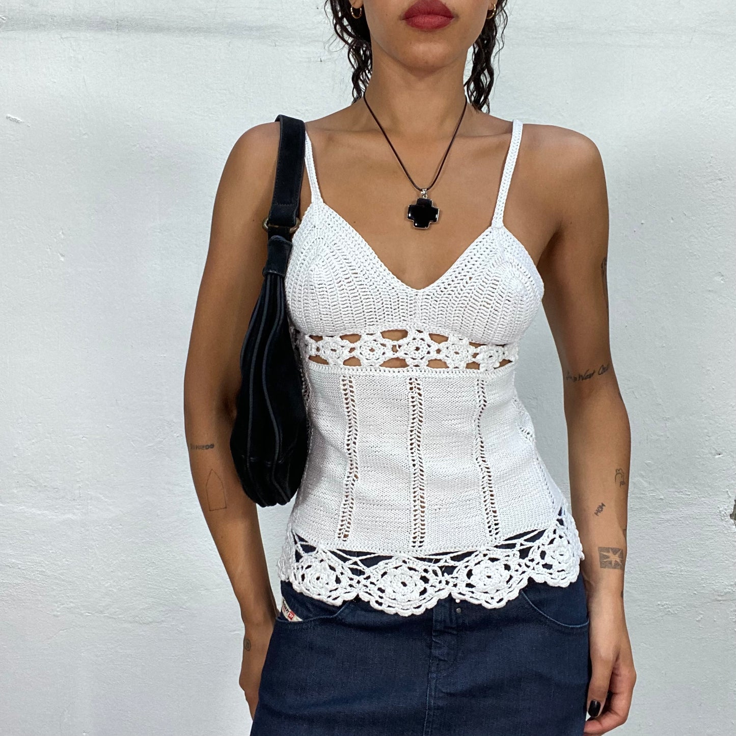 Vintage 2000's Summer White Crochet Top (S)