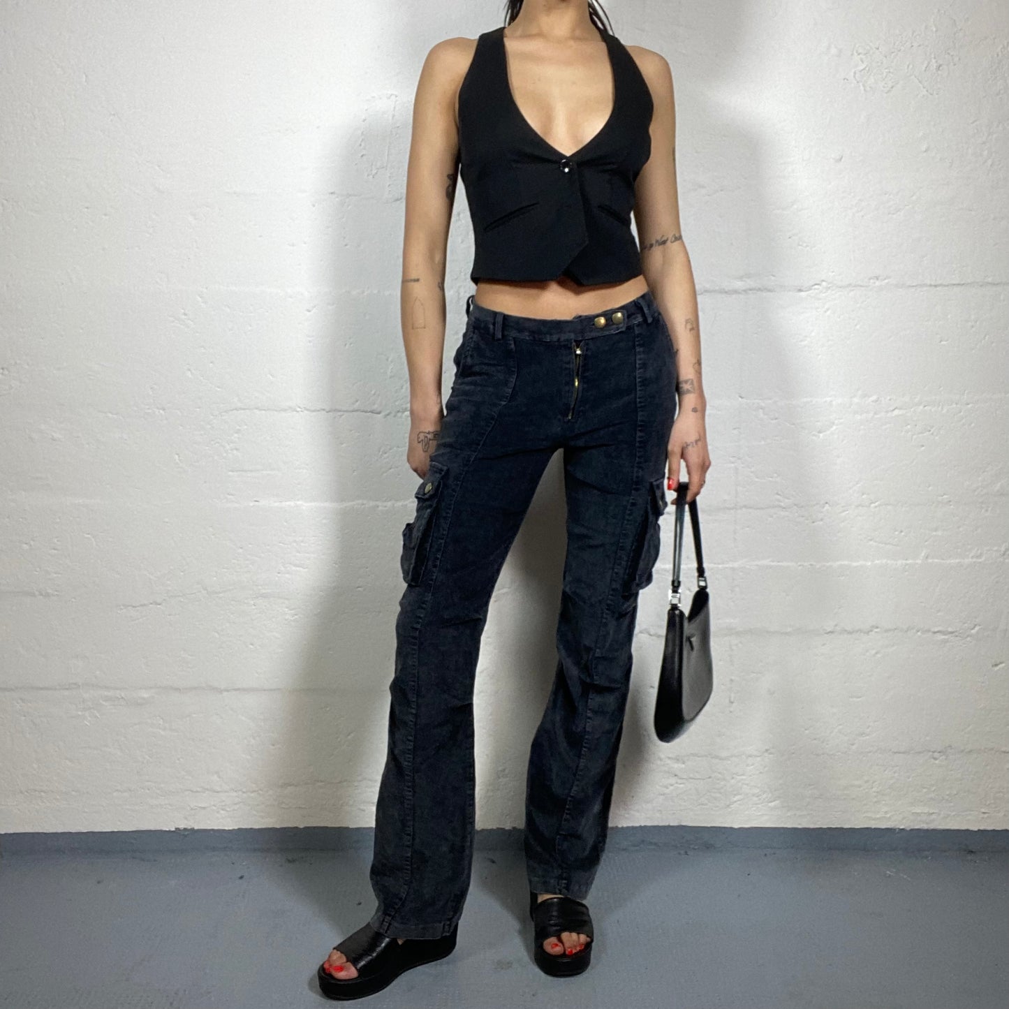 Vintage 90's Downtown Girl Dark Denim Pants with Pockets Detail (S)