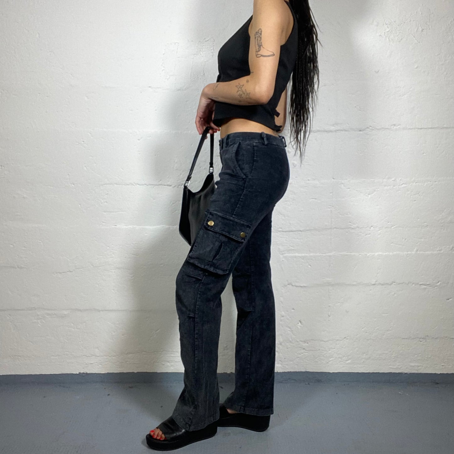 Vintage 90's Downtown Girl Dark Denim Pants with Pockets Detail (S)