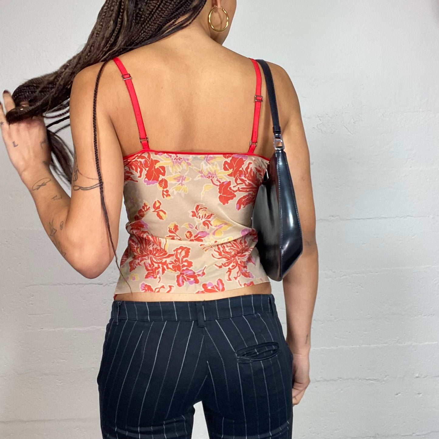 Vintage 2000's Hugo Boss Festive Orange Top with Floral Print (S)