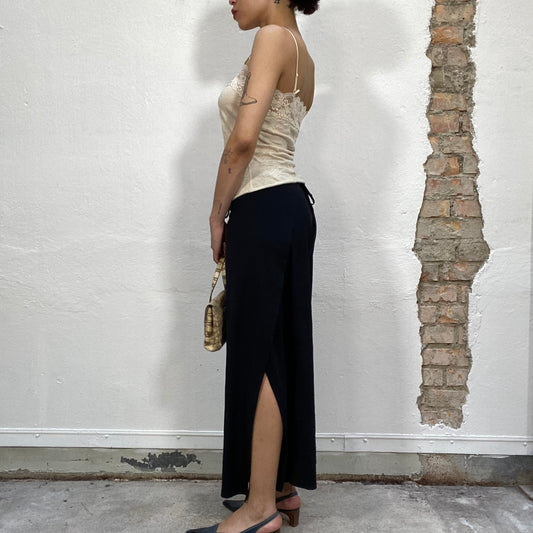 Vintage 90's Clubwear Black Palazzo Wrapped Pants with Flared Ends (S)