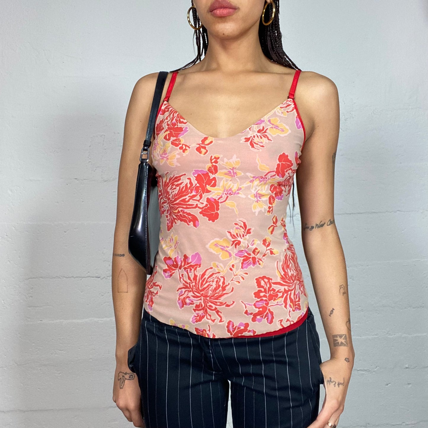 Vintage 2000's Hugo Boss Festive Orange Top with Floral Print (S)
