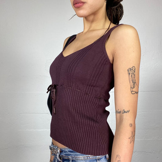 Vintage 90's Vamp Goth Garnet Knitted Top (S)