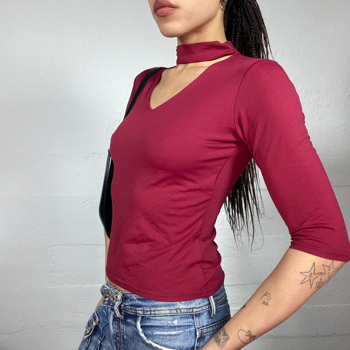 Vintage 90's Buffy The Vampire Slayer Garnet Longsleeve Top with Scarf Attached Detail (S)