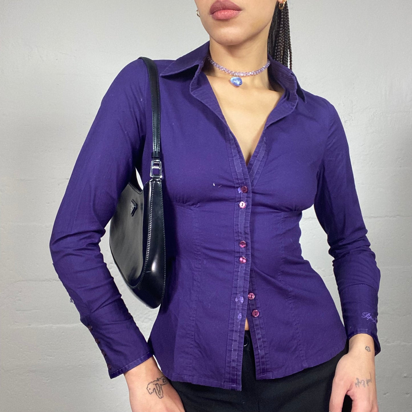 Vintage 90's Pepe Jeans Phoebe Buffay Purple Button Up Shirt (S)