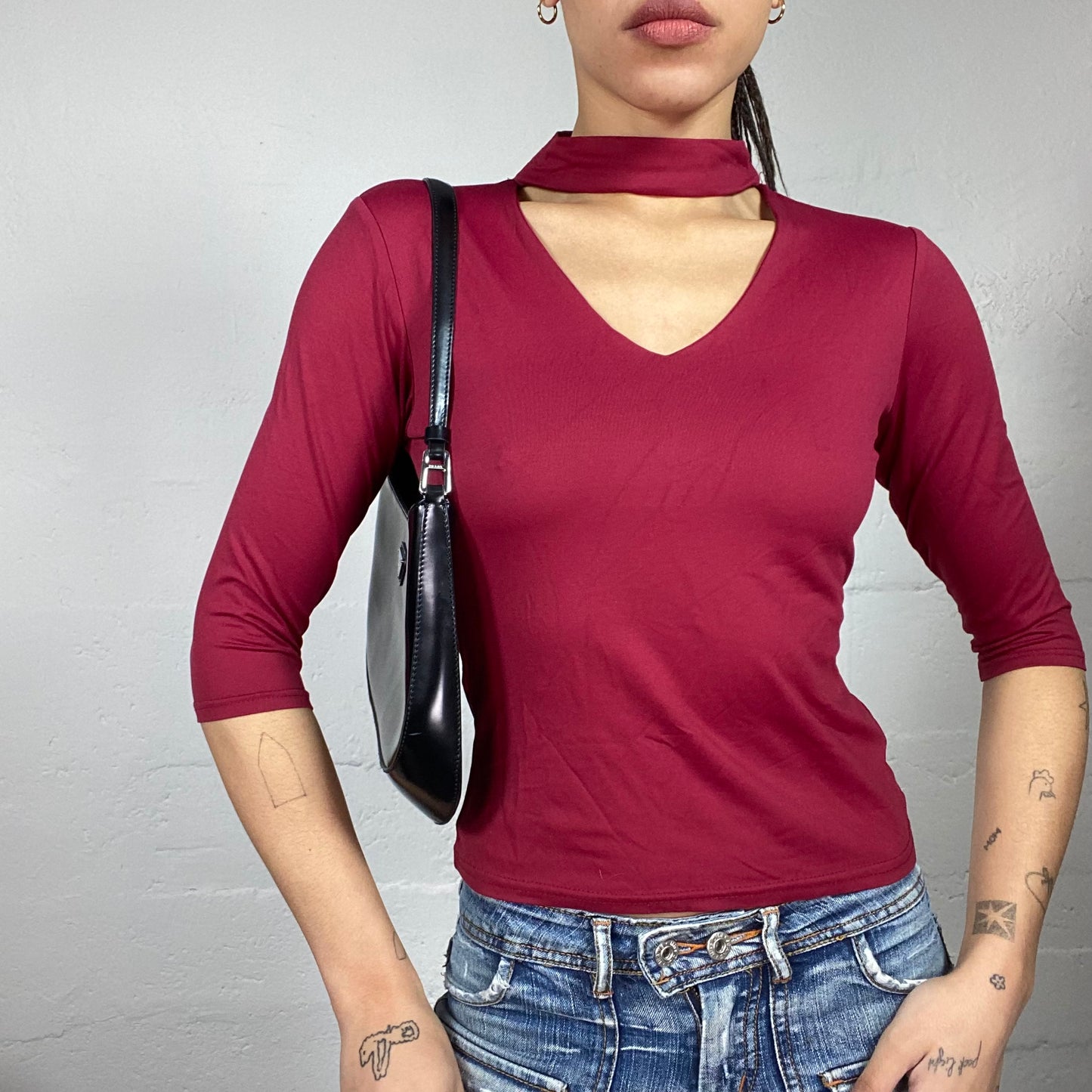 Vintage 90's Buffy The Vampire Slayer Garnet Longsleeve Top with Scarf Attached Detail (S)