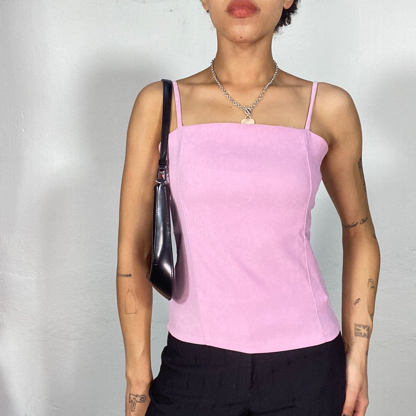 Vintage 2000's Funky Baby Pink Faux Suede Top (S)