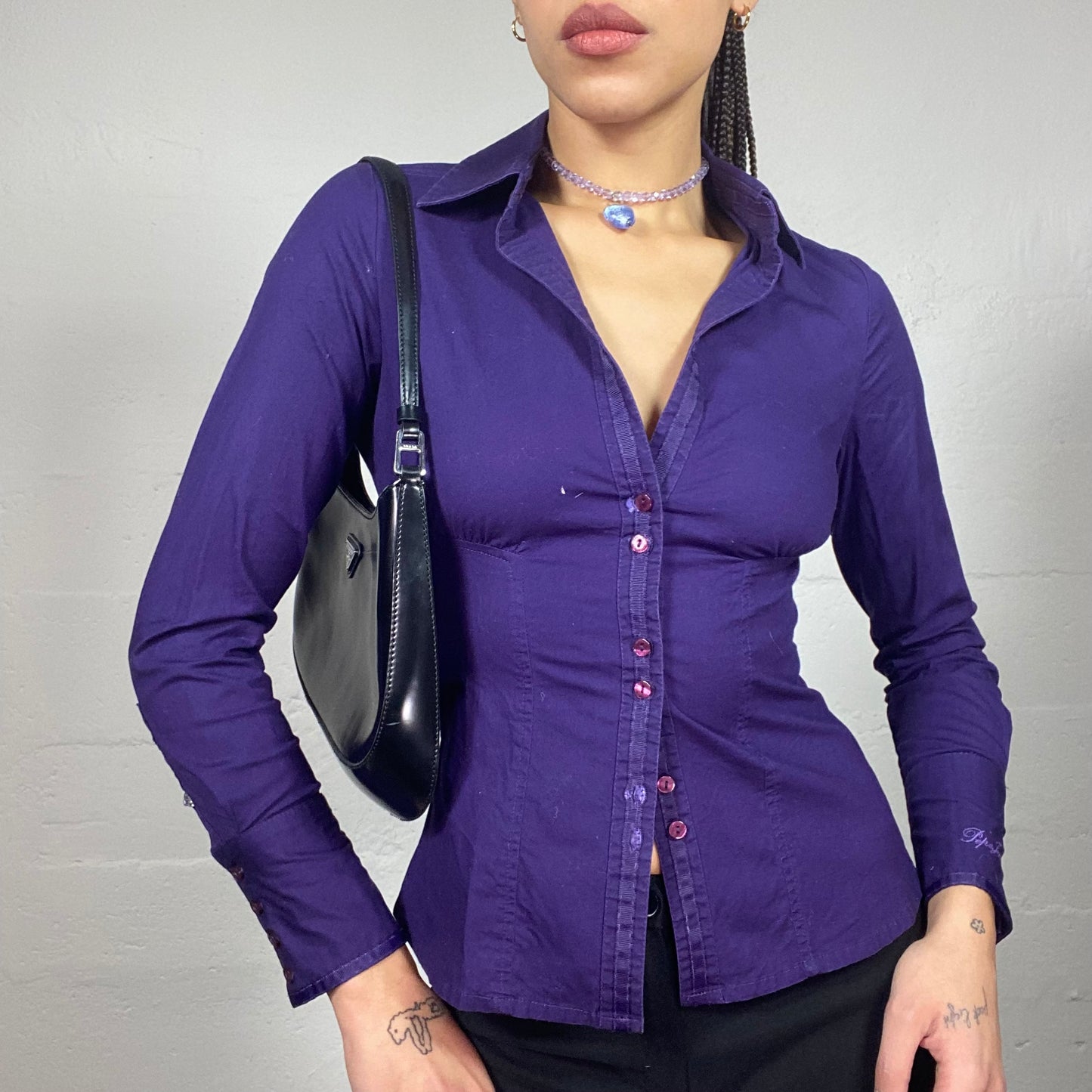 Vintage 90's Pepe Jeans Phoebe Buffay Purple Button Up Shirt (S)