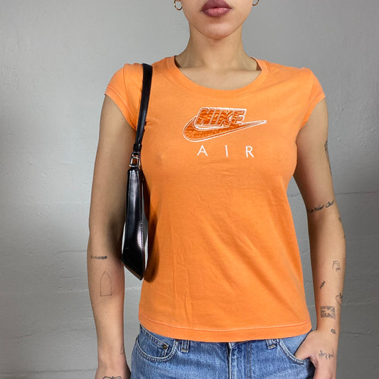 Vintage 2000's Nike Sporty Orange Top with "Nike Air" Print (M)