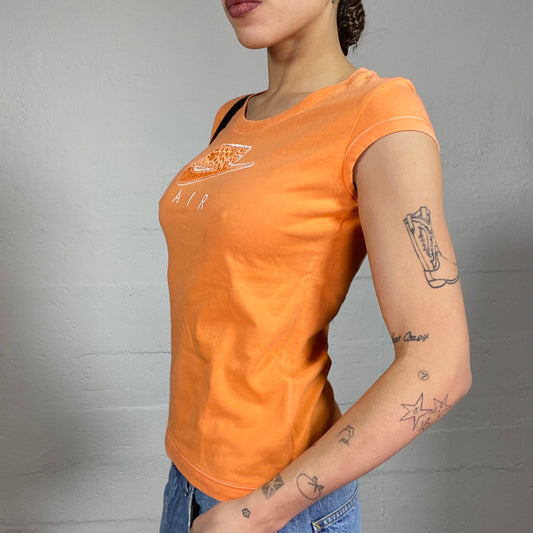 Vintage 2000's Nike Sporty Orange Top with "Nike Air" Print (M)