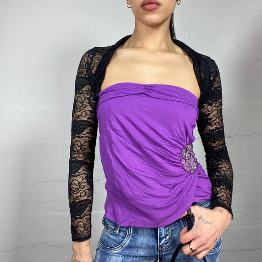 Vintage 2000's Romantic Black Mesh Lace Cropped Bolero (S)