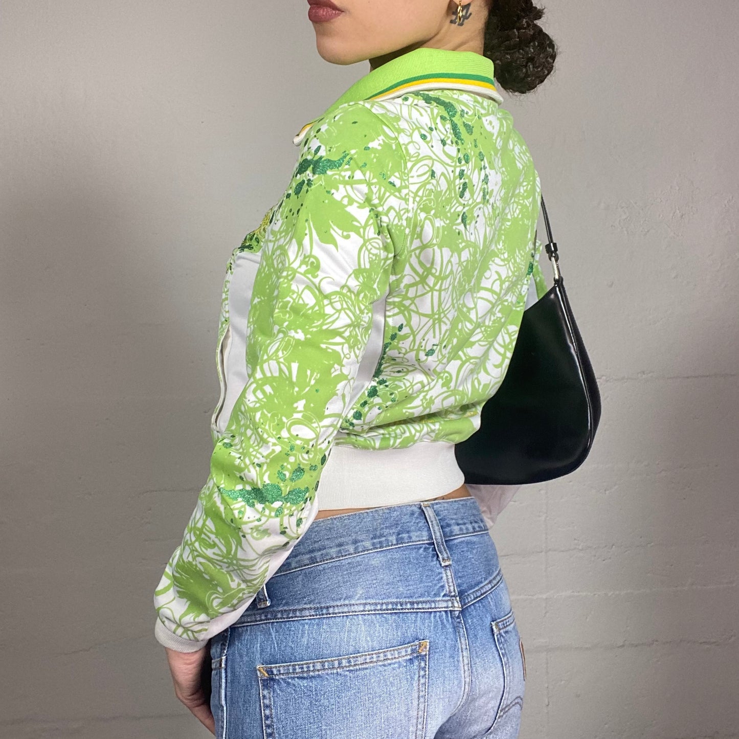Vintage 2000's Pepe Jeans  Hot Green Zip Up Hoodie with 'Fantasy' Print (S)