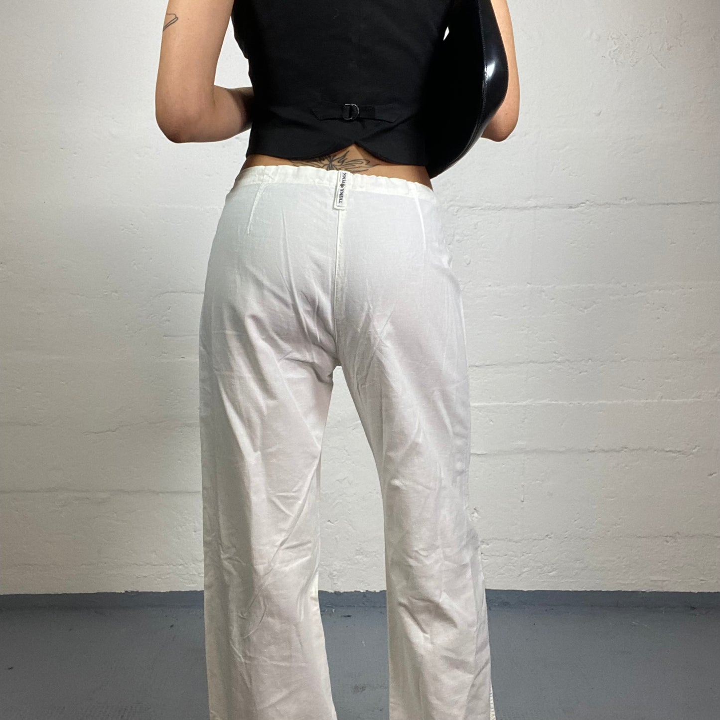 Vintage 2000's Britney Spears Girl White Low Waist Track Pants (S)