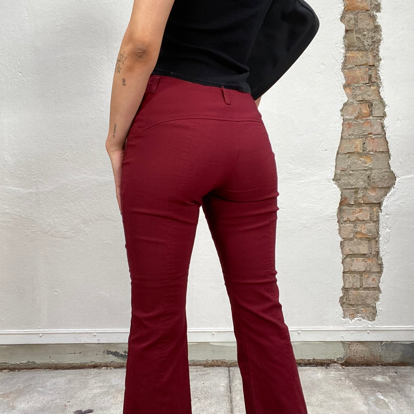 Vintage 90's Downtown Girl Bordeaux Flared 7/8 Pants (S)