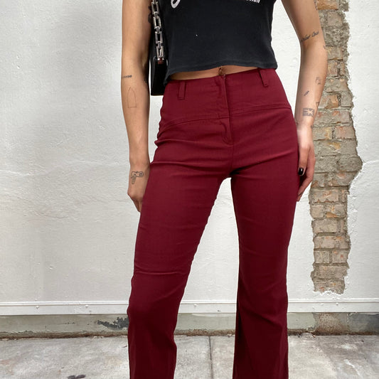 Vintage 90's Downtown Girl Bordeaux Flared 7/8 Pants (S)