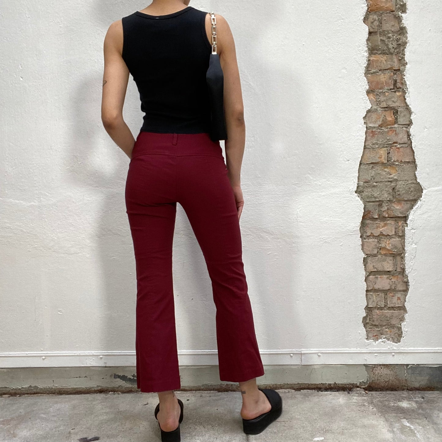 Vintage 90's Downtown Girl Bordeaux Flared 7/8 Pants (S)